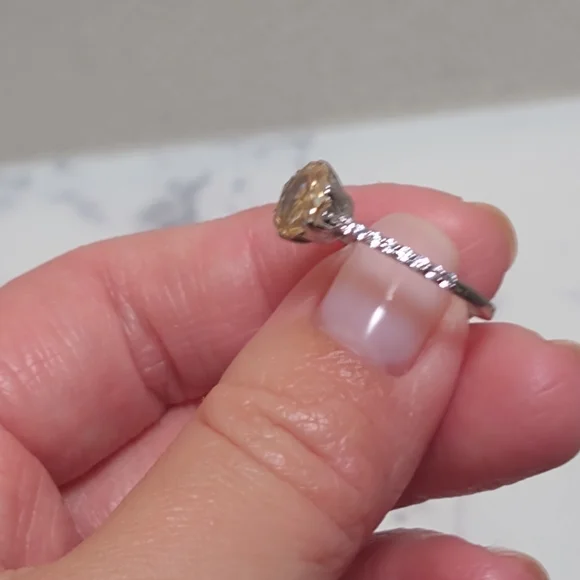 New Rose Cut Yellow Canary Moissanite Ring - Picture 4 of 9